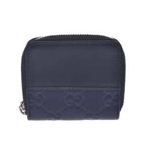 Gucci Guccissima Wallet Black Navy Blue Leather